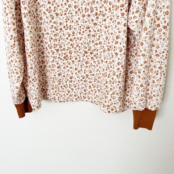 [Lou & Grey] Flower Cozy Cotton Terry Sweatshirt Long Sleeve Crew Neck Sz Medium - Picture 10 of 11